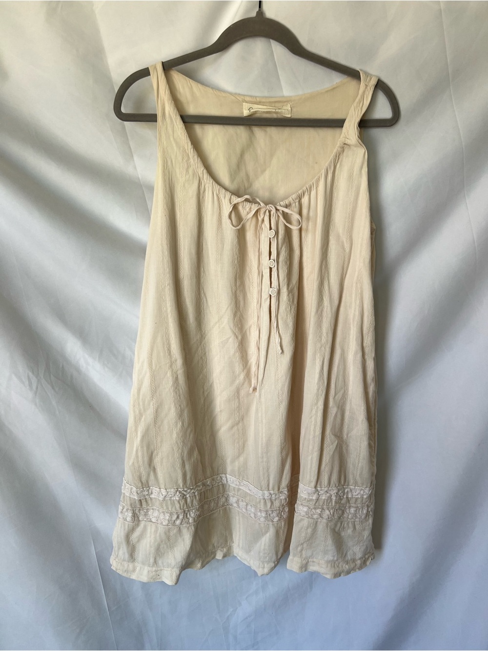 Women’s GRAHAM & SPENCER 100% Cotton Cream* Lace Lined Tunic Dress Top